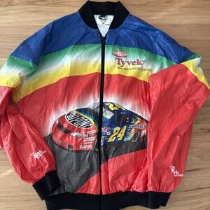 VTG Tyvek DuPont Jeff Gordon NASCAR Rainbow Graphic Jacket XL